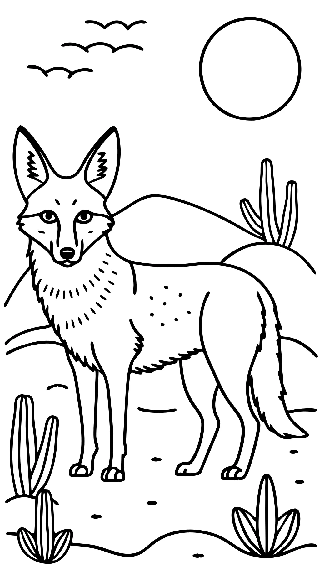 Página para colorear de un coyote